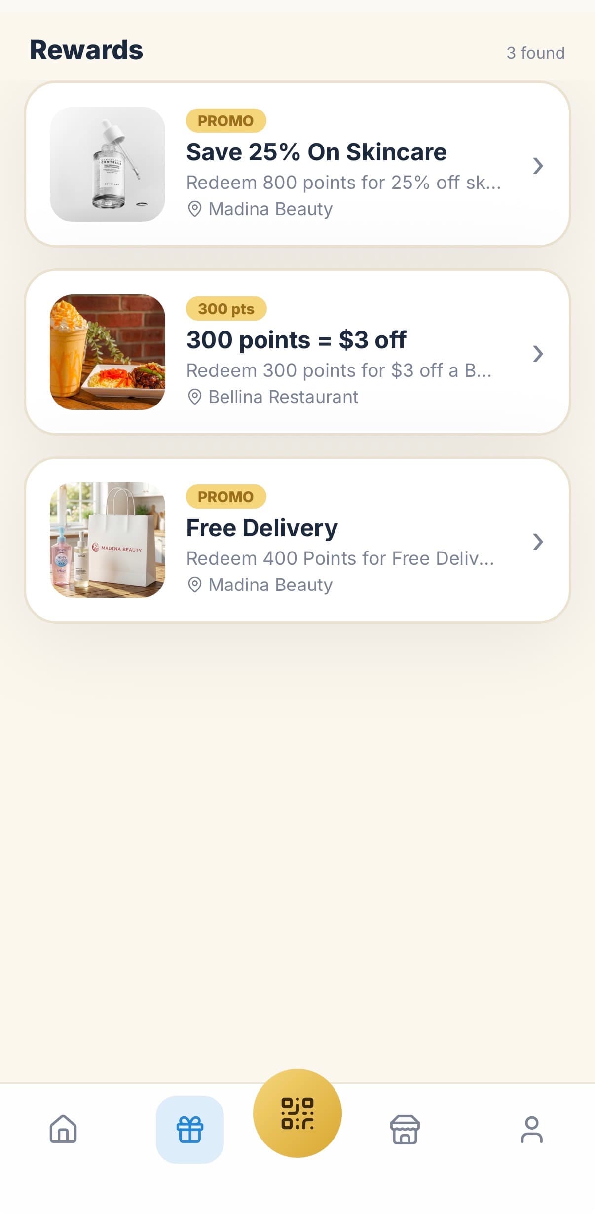 Barakah Rewards redemption offers screen